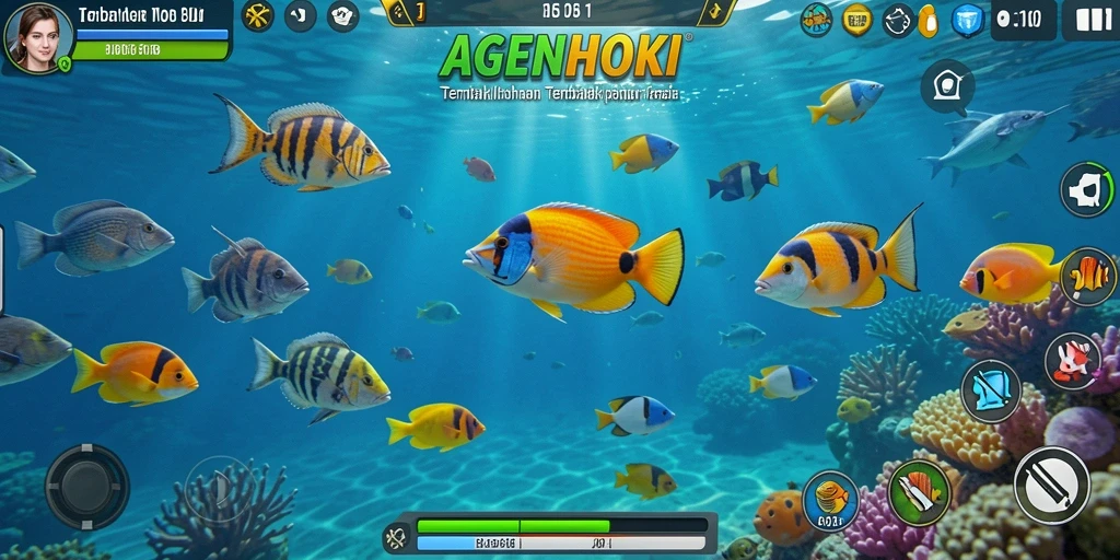 Gameplay seru AGENHOKI dengan aksi tembak ikan yang mendebarkan.