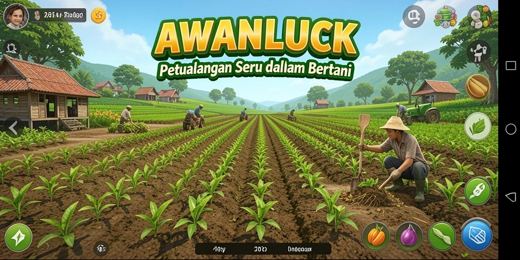 Tampilan menarik gameplay petualangan bertani di AWANLUCK.
