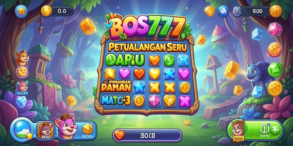 Screenshot BOS777 menampilkan gameplay seru dengan kombinasi warna-warni.