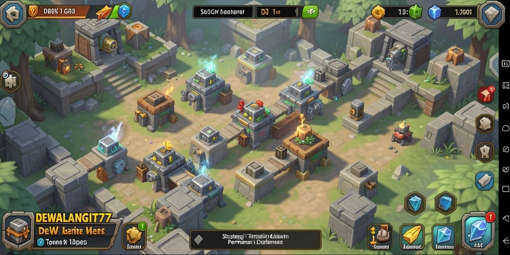Tampilan gameplay DEWALANGIT77 saat pertahanan melawan gelombang musuh.