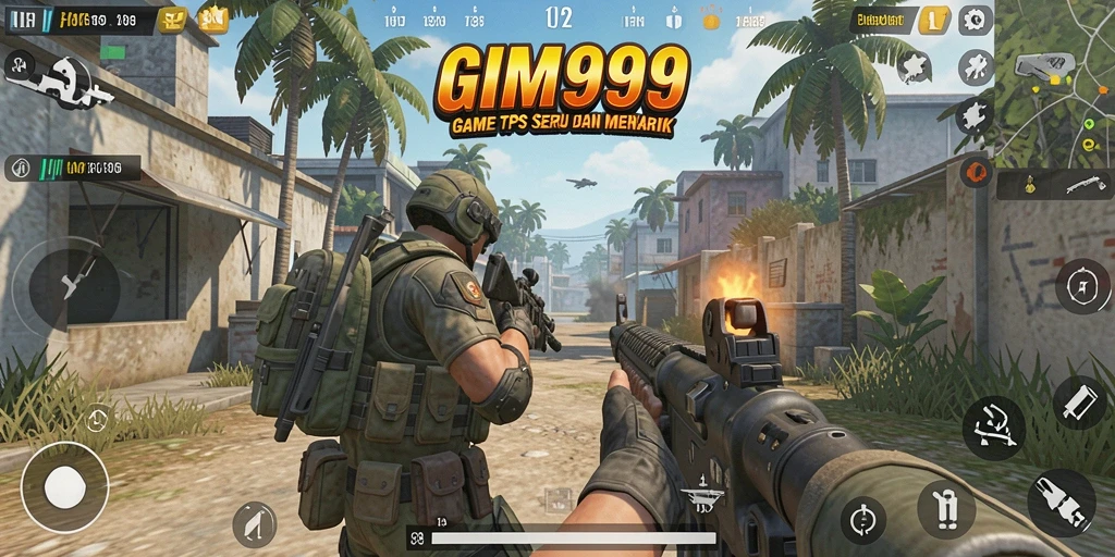 Tampilan gameplay seru GIM999 dengan aksi tembak-menembak.