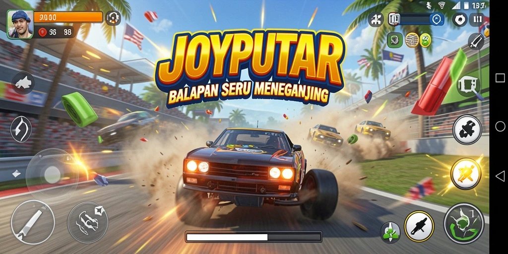 Tampilan gameplay JOYPUTAR yang mendebarkan dan penuh adrenalin.