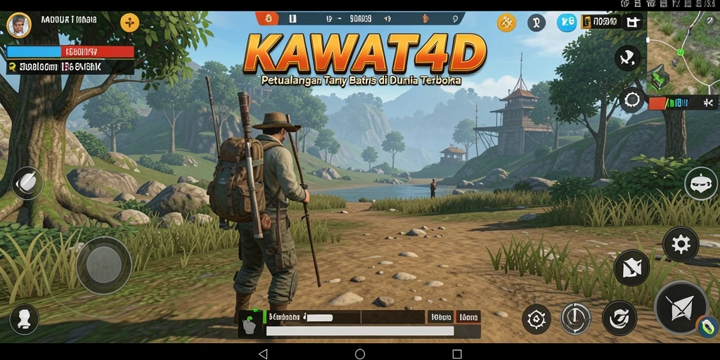 Tampilan gameplay KAWAT4D dalam dunia terbuka yang memukau.