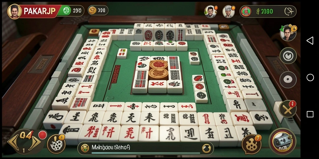 Tangkapan layar utama PAKARJP dengan gameplay Mahjong yang menarik.