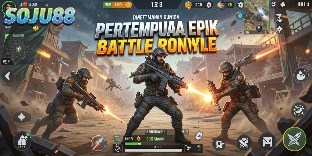 Tampilan menarik dari gameplay Battle Royale di SOJU88.