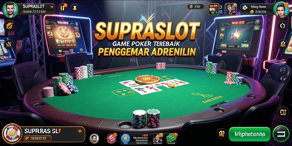 Tampilan gameplay SUPRASLOT menampilkan aksi poker yang mendebarkan.